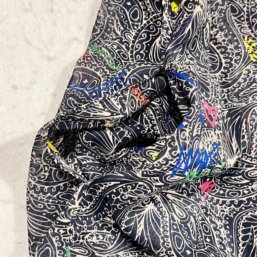 Vilagallo Dress Blue Paisley Art Lightweight Sheer Sleeves‎ Lined Pockets 14/46 - Picture 12 of 13